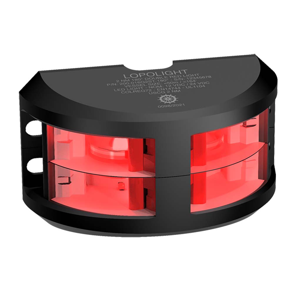 Lopolight Series 200016 Double Stacked Navigation Light 2NM Vertical Mount Red Black Housing 200016G2STB